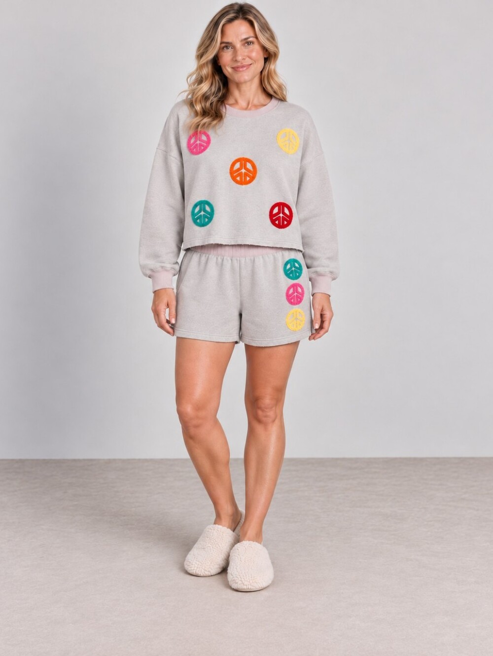 NWT Blue B Collection Peace Sign Pajama Lounge Set Size M A378